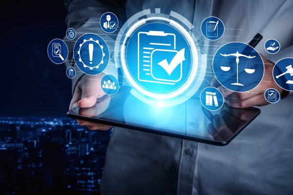 Compliance rule law and regulation graphic interface for business quality policy